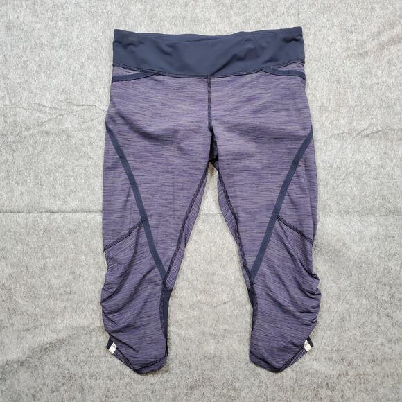 Lululemon Leggings Womens 8 Run Pace Cropped Capri Ruched Size Purple Blue Gym - Picture 1 of 10